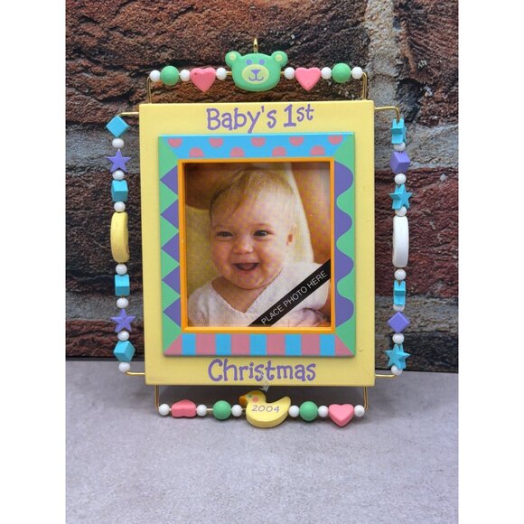 Hallmark Keepsake Ornament Babys First Christmas 2004 Beaded Photo Frame - Picture 3 of 8